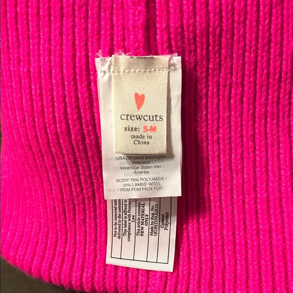 Crewcuts Vibrant Pink Kids Beanie with Pom-Poms